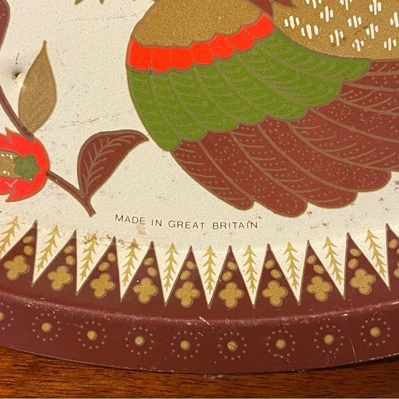 Decorative vintage birds and flowers tin tray - Picture 3 of 8